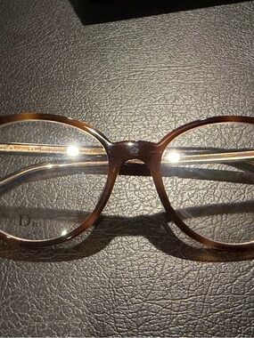 Dior Tortoiseshell Round Optical Glasses in Brown